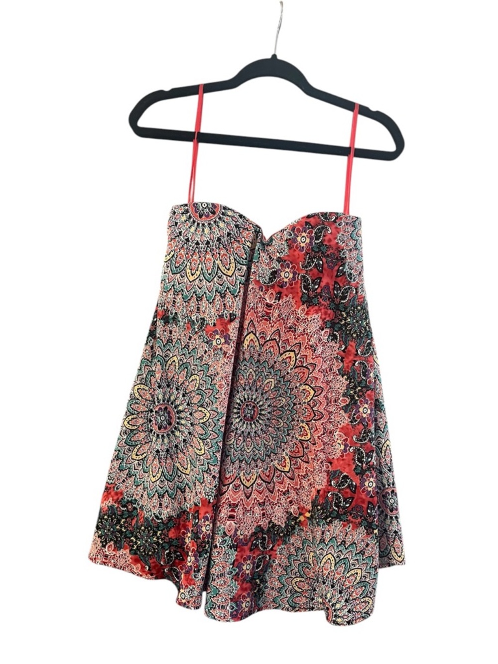 Selfie Leslie Red Sleeveless Mini Dress with Medallion Trim